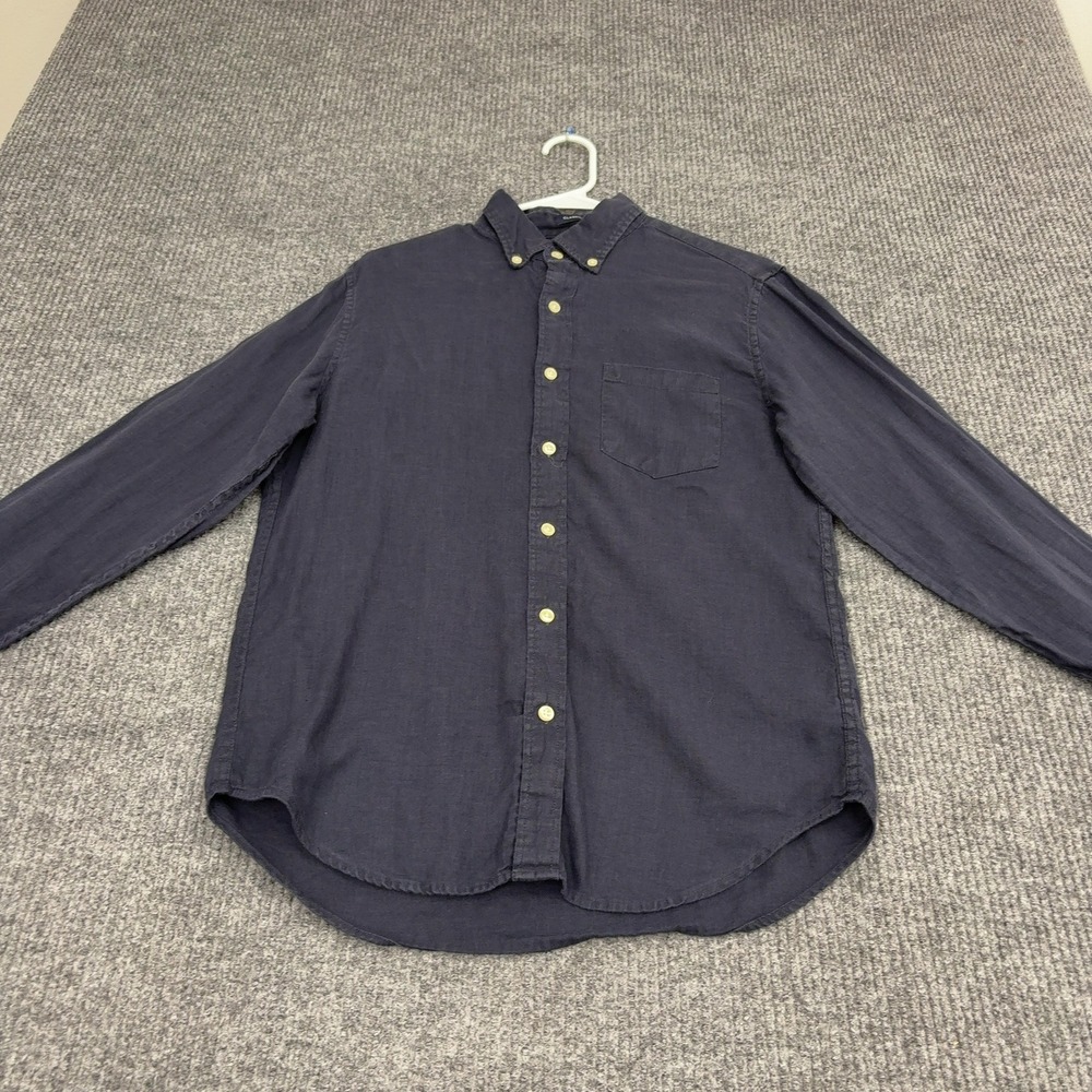 J Crew Shirt Mens S Navy Blue Linen Cotton Button Down Classic Casual Preppy